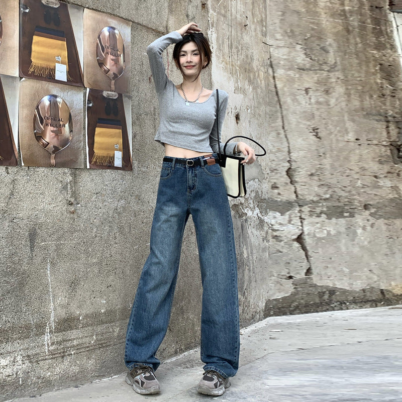 High Quality Popular Retro Straight Jeans For Women