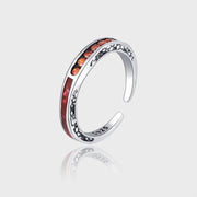 S925 Sterling Silver Exquisite Orange Zircon Set Adjustable Ring