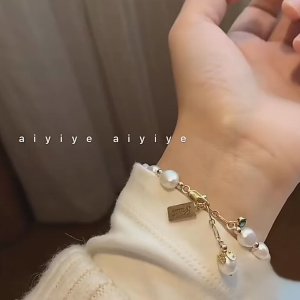 Load video: Natural Zircon Pearl Bracelet Ins Fashion Luxury Jewelry