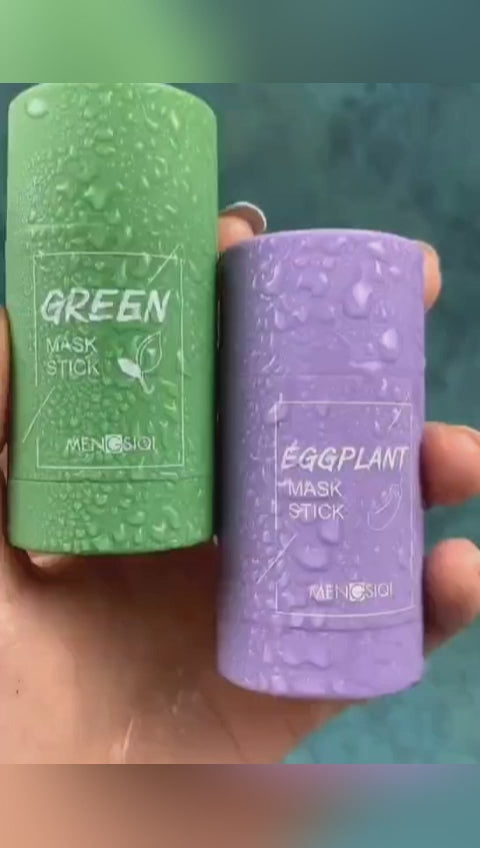 Load video: Cleansing Green Tea Mask Clay Stick Oil Control Anti-Acne Whitening Seaweed Mask Skin Care