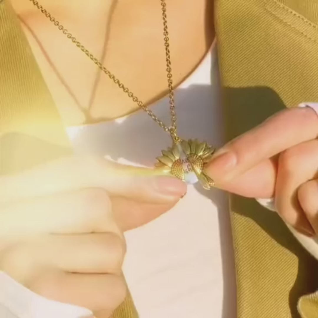 Load video: You Are My Sunshine Sunflower Necklace Women Men
