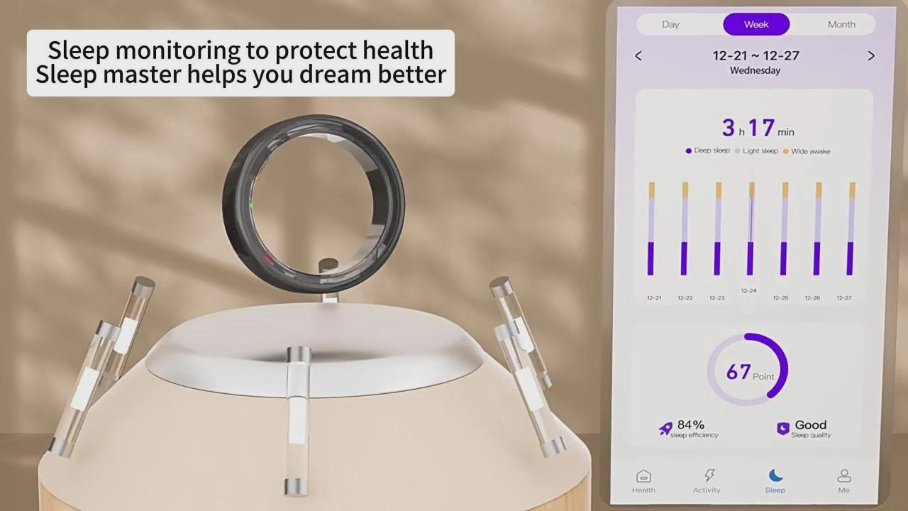 Load video: 2024 Smart Ring For Men Women Heart Rate Blood Oxygen Monitoring Multi Sports Modes IP68 Waterproof Smart Rings For Android IOS